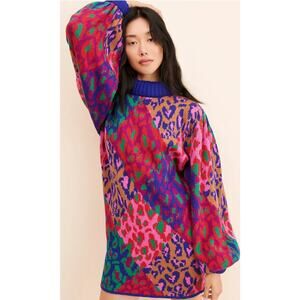 FARM Rio Mixed Leopard Pop Sweater Dress Size Large